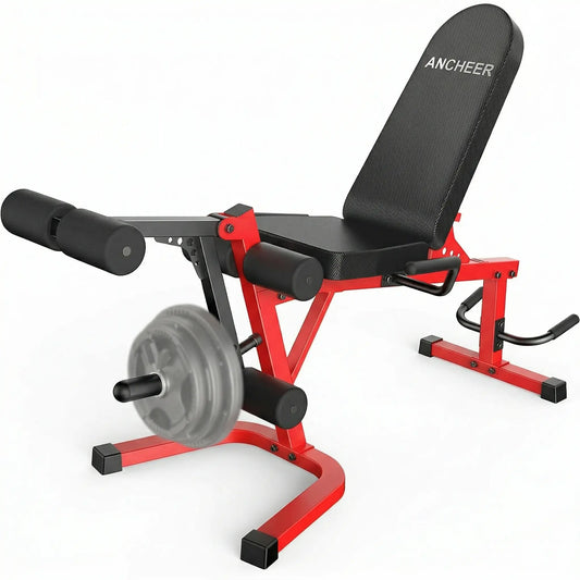 ANCHEER Plate-Loaded Leg Extension & Curl Machine - Adjustable 880LB Capacity Lower Body Strength Trainer, Leg Extension Machine, at Home Gym Equipment for Quads, Hamstrings, Glutes, Summerwins, Workout Equipment, Leg Curl Machine