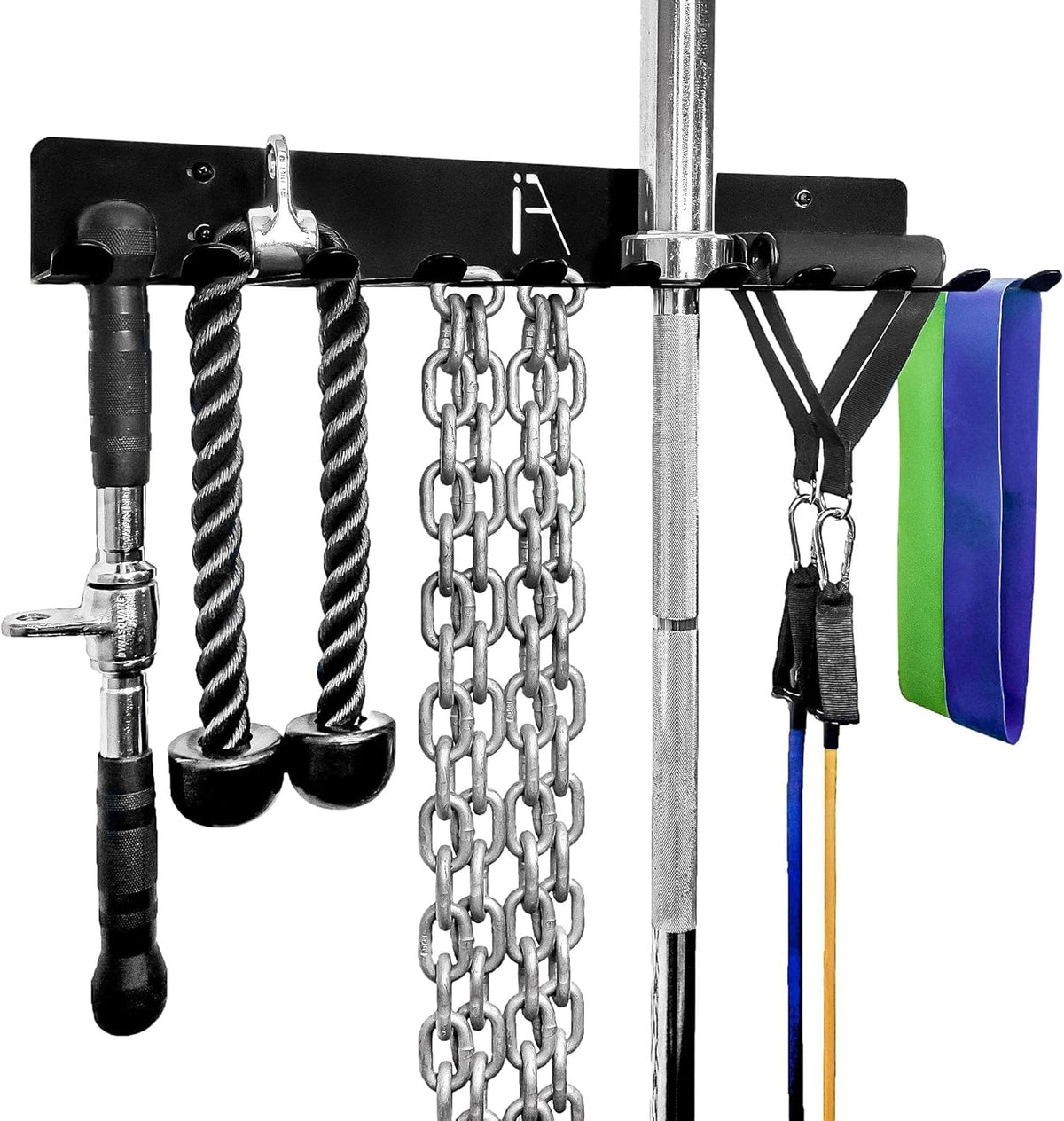 ) Gym Storage Hanger/Heavy Duty Multi-Purpose Gym Rack for Lifting Belts, Chains, Exercise Bands, Jump Ropes (Mounting Hardware Included)
