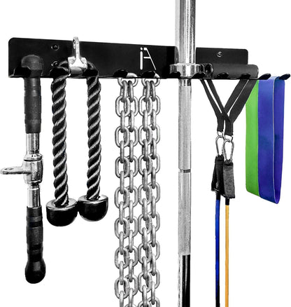 ) Gym Storage Hanger/Heavy Duty Multi-Purpose Gym Rack for Lifting Belts, Chains, Exercise Bands, Jump Ropes (Mounting Hardware Included)