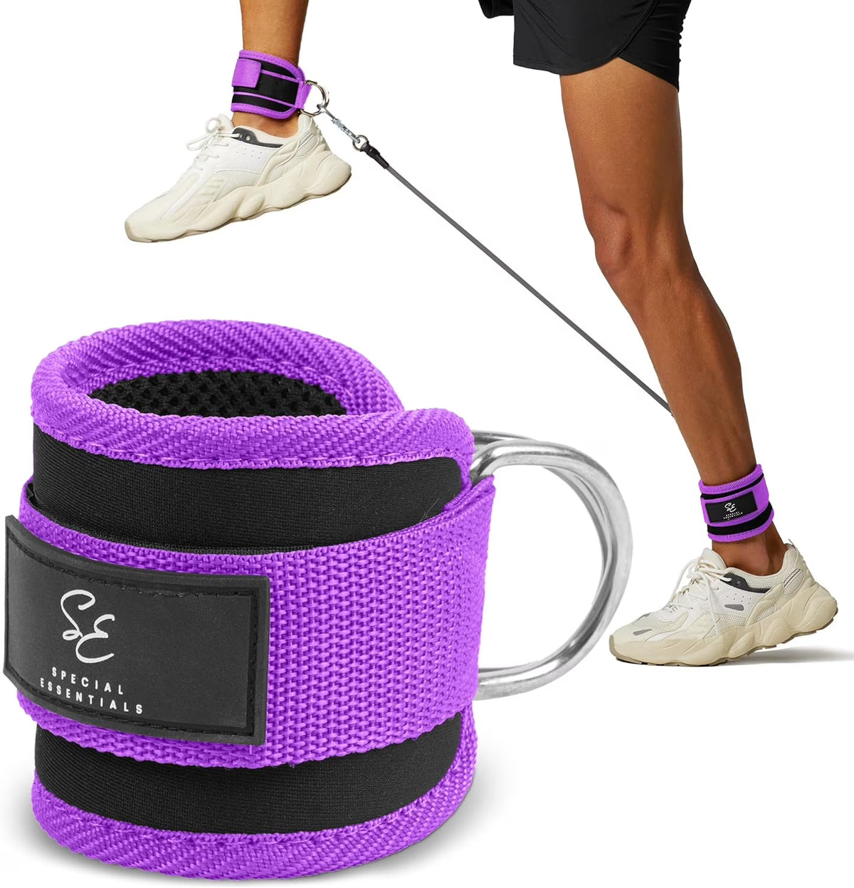 Ankle Strap for Cable Machine and Resistance Bands Premium Neoprene Gym and Workout Kickback Ankle Cuffs with Adjustable Strap for Enhanced Leg and Glute Exercises