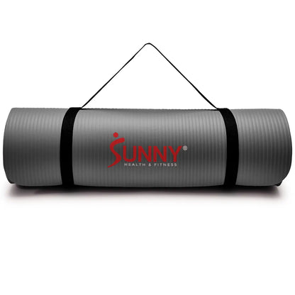 SUNNY 0.5" Thick Yoga Mat Home Gym Workout Fitness 74" X 24" Lightweight Portable Roll up Exercise Mat Non-Slip Textured Cushion Durable Tear Resistant Sweat and Water Resistant for Yoga Pilates Stretching Meditation Indoor and Outdoor Use