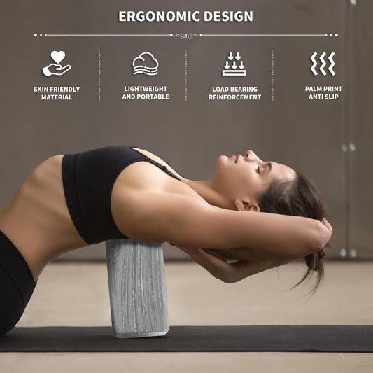 2-Pack Yoga Blocks, High-Density 9"X6"X3" Yoga Brick Foam Blocks Non-Slip EVA Foam Block Yoga Props Accessories for Yoga Pilates Stretching and Meditation