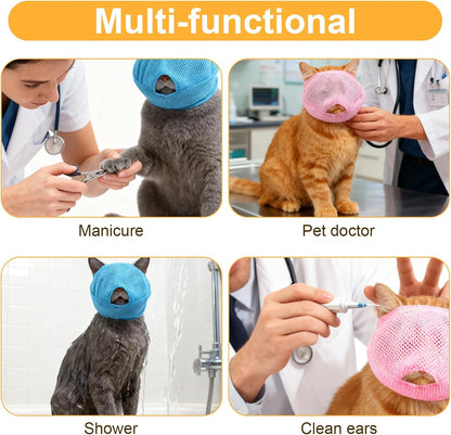 2Pcs Cat Muzzles Breathable Mesh Muzzles with Soft Mesh Covered, Cat Mask for Grooming, anti Bite anti Meow Prevent from Biting