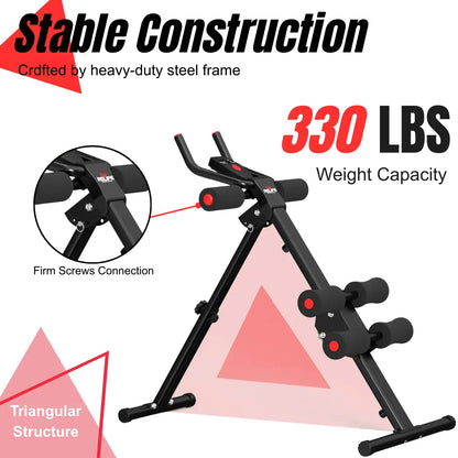 RELIFE Foldable Core Abdominal Trainer - Steel Frame Abs Workout Equipment, 3-Level Adjustable Strength Gear with Resistance Bands, Twist Function, Black & Pink at Home Gym Equipment (Max 440Lbs Core Training Support), Home Workout