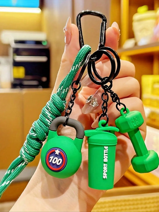 Dumbbell and Barbell Keychain Set, Gym Keychain, Creative Fitness Accessories, DIY Keychains & Bag Charms, Keychain Wristlet Strap, Keychain Accessory, Perfect Gift for Holi
