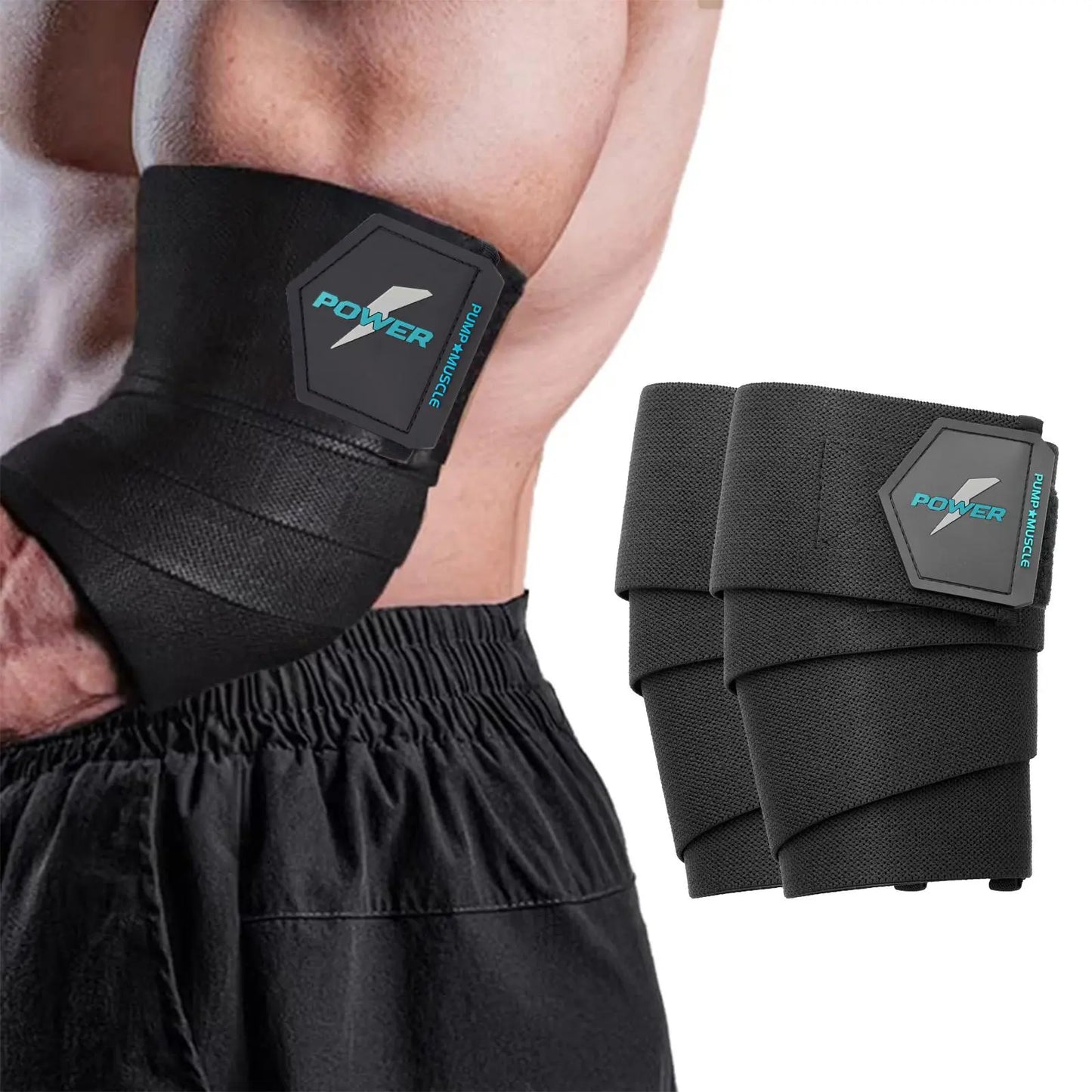 Premium Elbow Wraps for Weightlifting, 1 Pair Powerlifting Gym Workout, Elastic Sport Band, Elbow Support and Guard for Bench Press, Fitness Exercise Accessories, Strength Training Accessory, Fitness Training Straps
