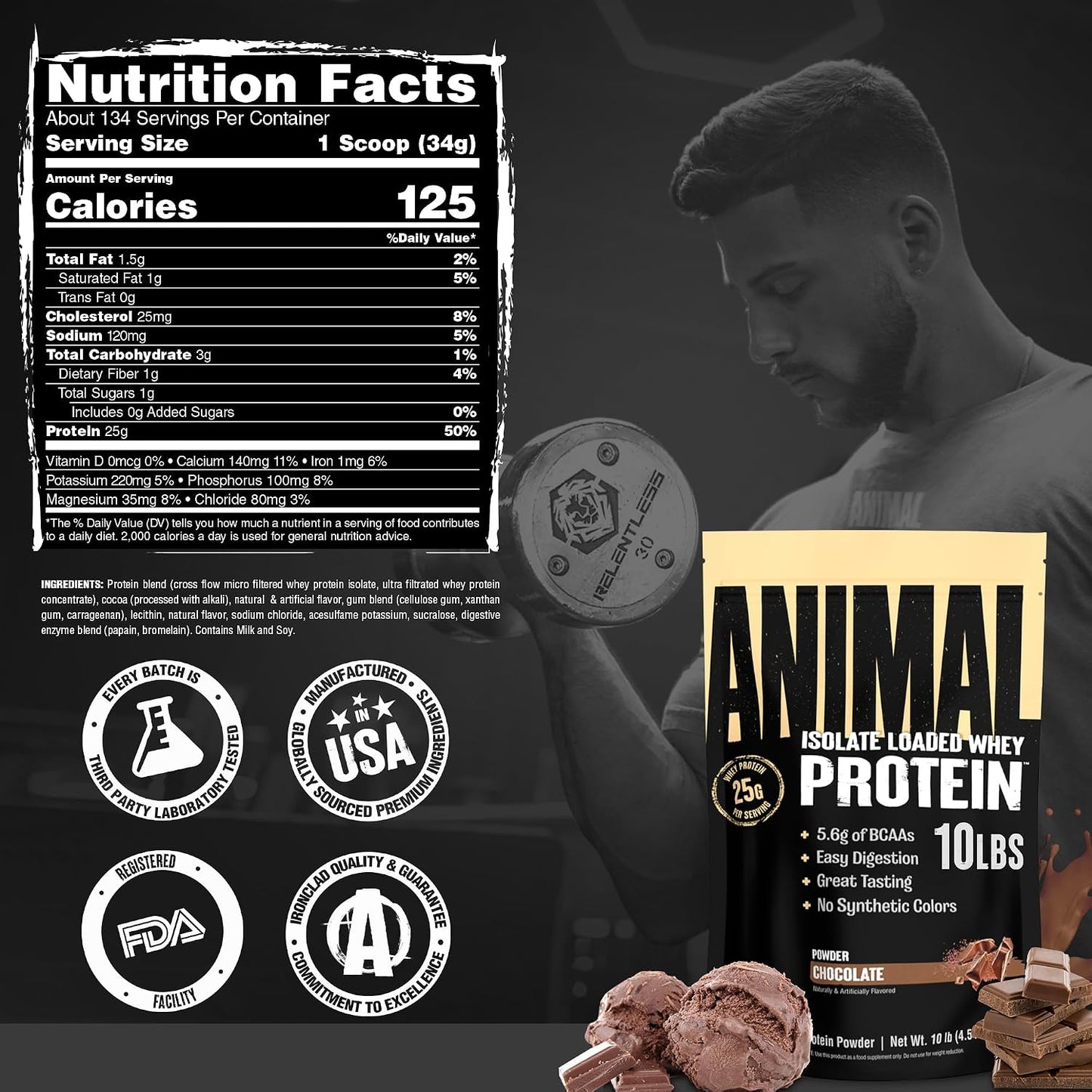 Whey Isolate Protein Powder, 25G High Protein | Chocolate 10LB | Great Tasting Blend for Pre & Post Workout | Digestive Enzymes & 5.6G Bcaas | Build Strength, Lean Muscle & Recover Faster