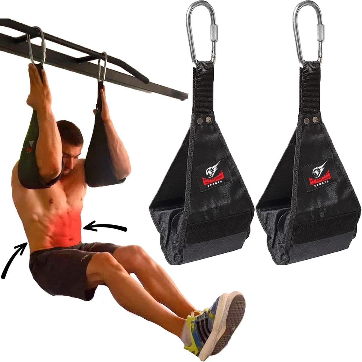 Premium Ab Slings Straps - Rip-Resistant Heavy Duty Pair for Pull up Bar Hanging Leg Raiser Fitness - Ab Exercise Equipment, Superb Arm Padding for Abdominal Training Workout Equipment