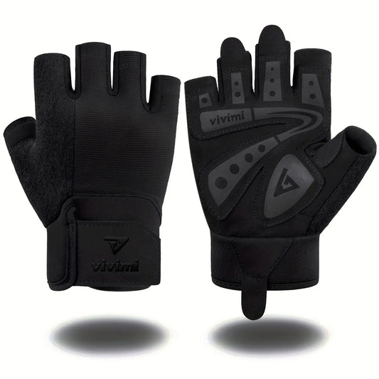 Breathable Half Finger Gym Gloves, Random Print Lightweight Non-Slip Workout Gloves with Wrist Support, Durable Unisex Training Gloves for Weightlifting, Cycling & Daily Fitness, Fitness Accessories