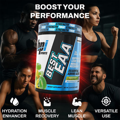 Essential Amino Acids EAA Powder - Pre, Intra & Post Workout Drink, EAA + BCAA + Hydration, Sour Power, 30 Servings
