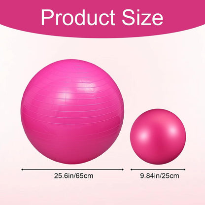 2PCS Yoga Ball, 25Inch Thicked Anti-Burst Exercise Balls for Workout Stretching Stability, Non-Slip Balance Ball Equipment for Women Pilates Physical Therapy Pregnancy Labor Birthing Fitness