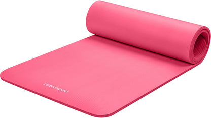 Retrospec Solana Yoga Mat Thick 1/2In Non-Slip Workout Mat with Nylon Strap - 72X24In Exercise Mat for Pilates, Stretching & Fitness - BPA Free, Easy Clean