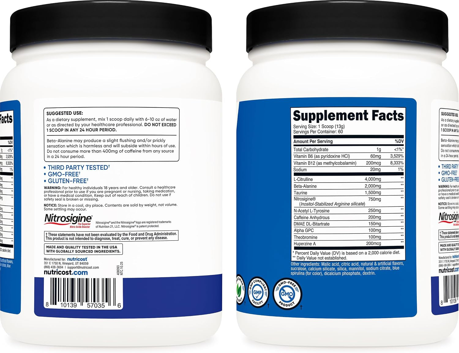 Pre-Workout Complex Powder (Blue Raspberry) 60 Servings | Pre-Workout Supplement with Beta-Alanine, Taurine and Amino Acids