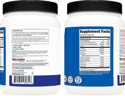 Pre-Workout Complex Powder (Blue Raspberry) 60 Servings | Pre-Workout Supplement with Beta-Alanine, Taurine and Amino Acids