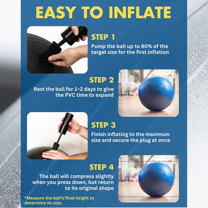 Pregnancy Ball with Guide - Birthing Ball | 1.7Mm Anti-Burst PVC, CA 10P Certified, 55/65/75 Cm, Guide, Doula & Midwife Use, Pump, Pregnancy Essentials