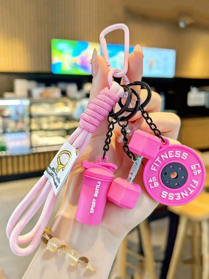 Dumbbell and Barbell Keychain Set, Gym Keychain, Creative Fitness Accessories, DIY Keychains & Bag Charms, Keychain Wristlet Strap, Keychain Accessory, Perfect Gift for Holi