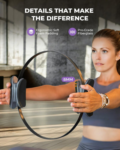 Pilates Ring Set - Studio-Grade Anti-Deformation Pilates Kit - Pilates Equipment for Home Workout - 14'' Pilates Ring, Pilates Ball, 2 Dumbbells, 5 Resistance Bands for Toning Arms, Thighs