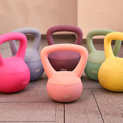 Fitvids Soft Kettlebell Ergonomic Grip, Iron & Sand Filled, 15 Pounds, Pink
