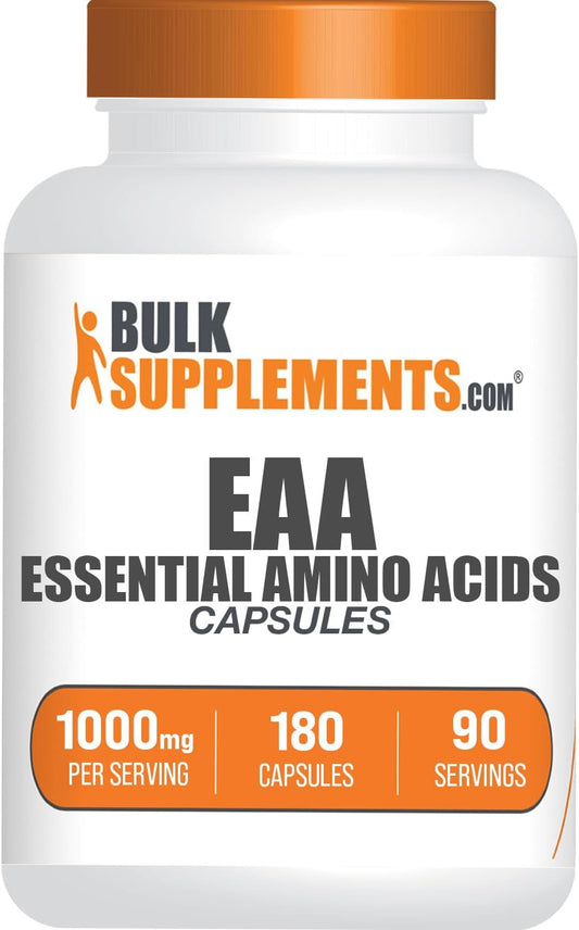 .Com Essential Amino Acids Capsules (EAA) - Amino Acids Supplement - Eaas Amino Acids - EAA Capsules - 1000 Mg Serving - 90 Day Supply (180 Gelatin Capsules)