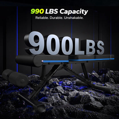 Merach Weight Bench, Foldable Weight Benches for Home Gym with 990 LBS, Adjustable Weight Bench with 72 Training Angles, Incline Bench Press for Full Body Backtoschool