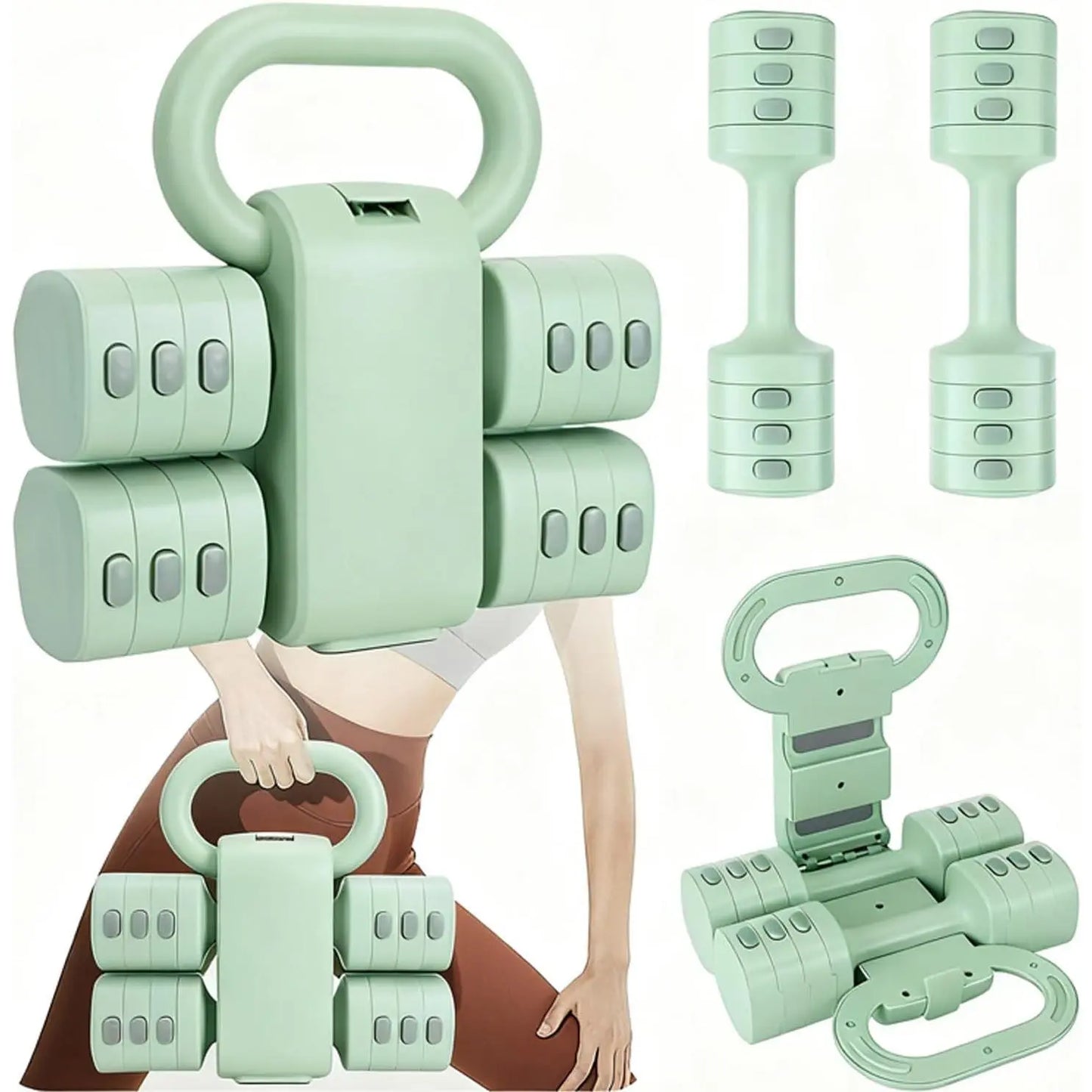 Adjustable Dumbbell Set of 2, 4 in 1 Free Weights Dumbbells Set for Women with Adjustment, Each 2Lb 3Lb 4Lb 5Lb Hand Weights Set for Gym Exercise