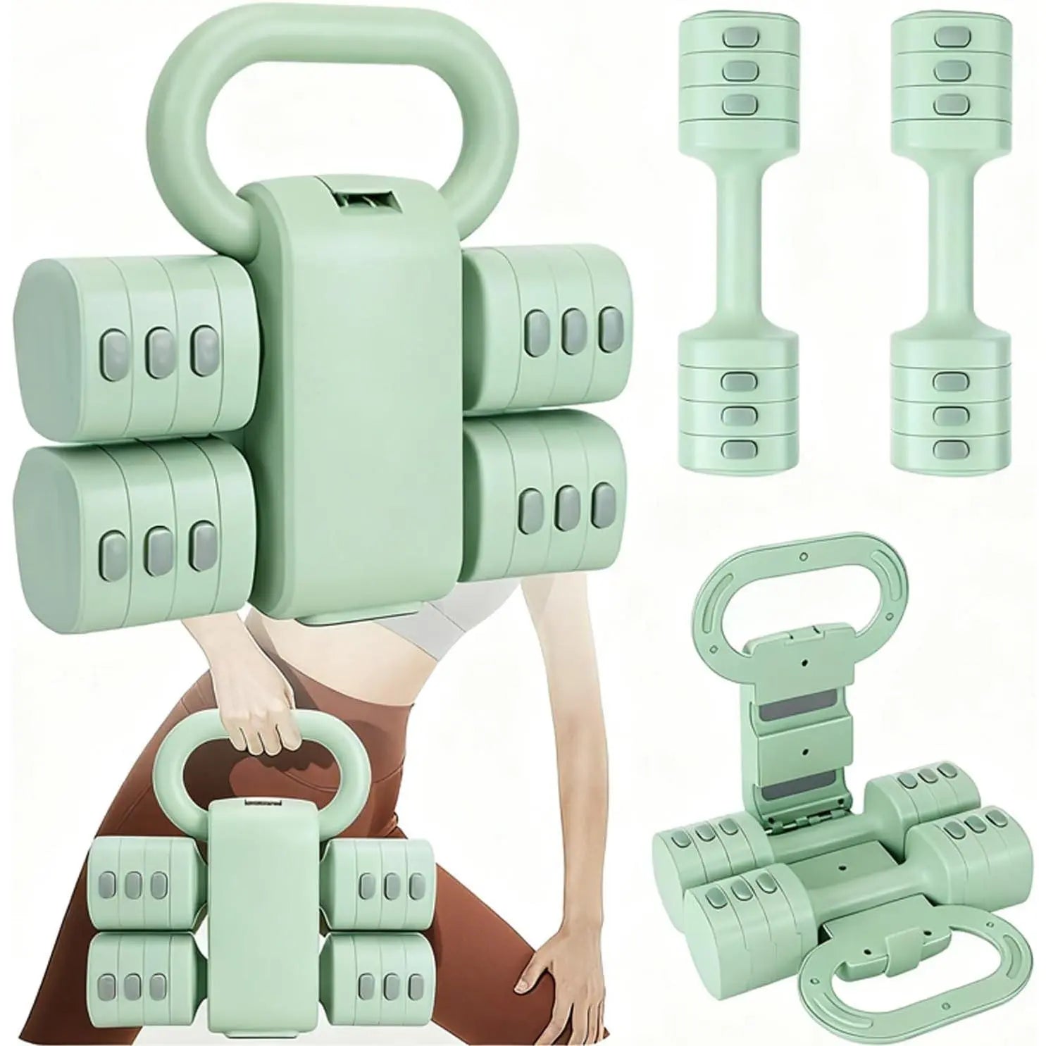 Adjustable Dumbbell Set of 2, 4 in 1 Free Weights Dumbbells Set for Women with Adjustment, Each 2Lb 3Lb 4Lb 5Lb Hand Weights Set for Gym Exercise