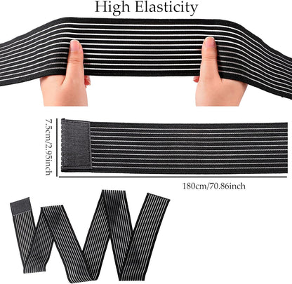 2 Pcs Compression Leg Wraps Elastic Bandage, Black, 71"