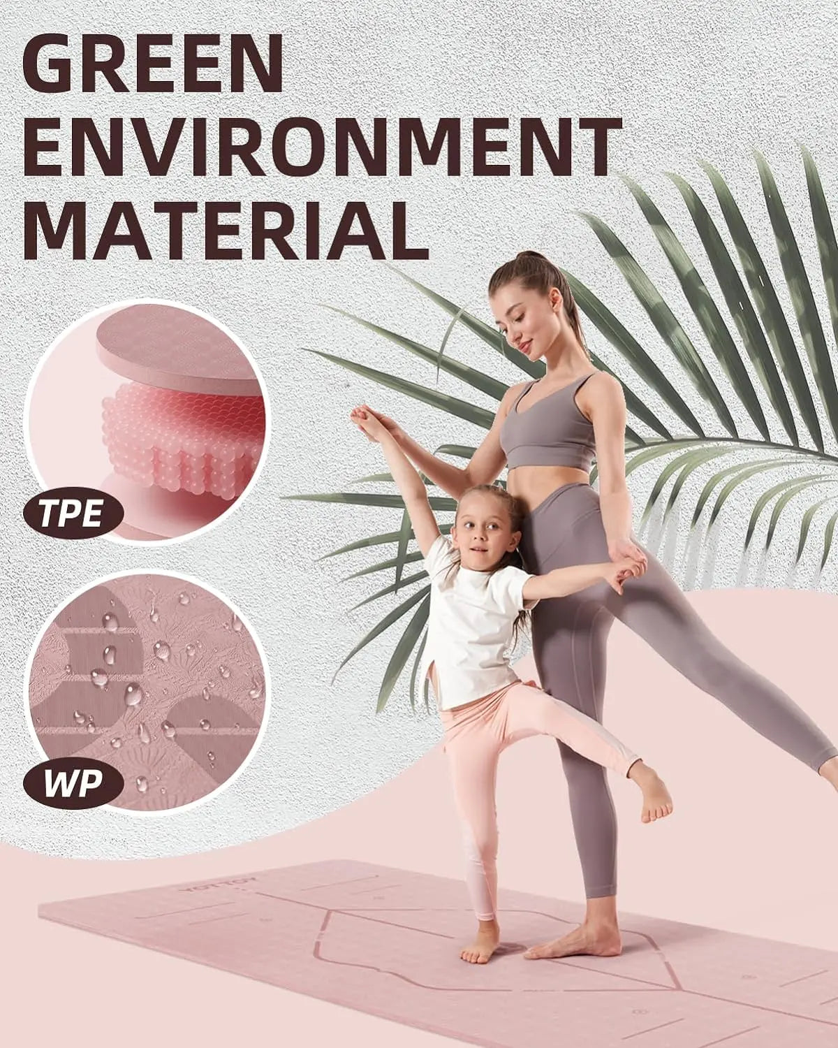 Hello Life - Premium Tottoy Yoga Mat Extra Wide Non-Slip TPE Mat for Exercise Fitness 72"X32"X1/3" for Women & Men
