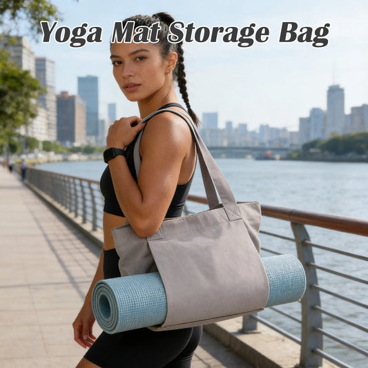 Women'S Gray Yoga Mat Carrier - 1 Count, Compact, Foldable, Durable, Fashionable Fitness Accessories, with Zipper Pockets, for Gym Workouts, Beach Trips, Yoga & Pilates, Casual Carry Convenient Storage