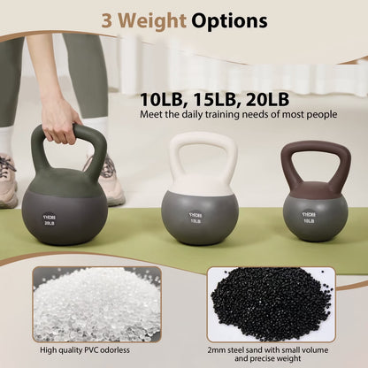 Soft Kettlebell Set –15Lbs Anti-Slip Grip & Wide Handle Design,Soft Kettlebell Set, Gentle Floor-Friendly Impact, for Home Functional Training, Home Gym