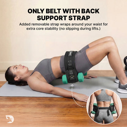 Dmoose Fitness Hip Thrust Belt for Home Workout & Weightlifting, Padded Nylon and Neoprene Strap with Adjustable Fit and Quick Release Clips, Nylon+Neoprene, Supporting Belts, Unisex