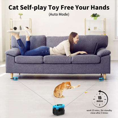 Asfrost Automatic Hands-Free Cat Teaser Toy - Interactive Indoor Cat Accessory with Remote, Auto Function, Feather Clip, DIY String, Moving Mouse Lure, USB-C Rechargeable for Bored Kittens Bore