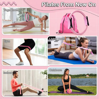 Home Pilates Essentials Kit for Women,Pilates Equipment Set with 9 Inch Yoga Ball,Figure 8 Resistance Band,Pilates Bands & Accessories,Pilates Ring and Ball Set for Beginners Home Workouts