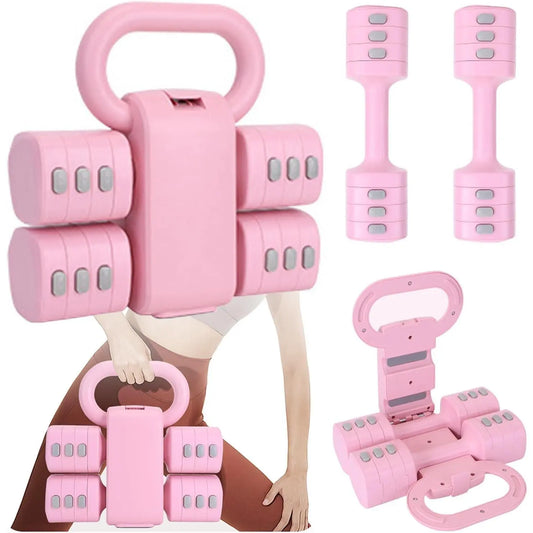Adjustable Dumbbell Set of 2, 4 in 1 Free Weights Dumbbells Set for Women with Adjustment, Each 2Lb 3Lb 4Lb 5Lb Hand Weights Set for Gym Exercise