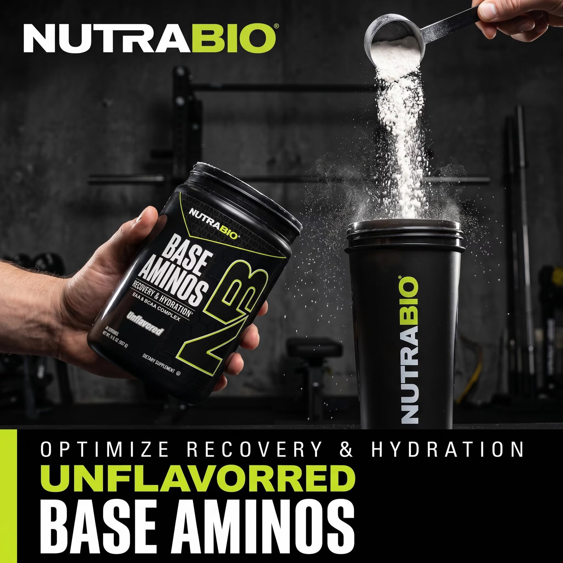 Base Aminos EAA + BCAA Powder –10G Essential Amino Acids Supplement, 6G 2:1:1 Bcaas, 2.8G Hydration Matrix with Electrolytes & Absorption Enhancer Astragin® – 30 Servings- Unflavored