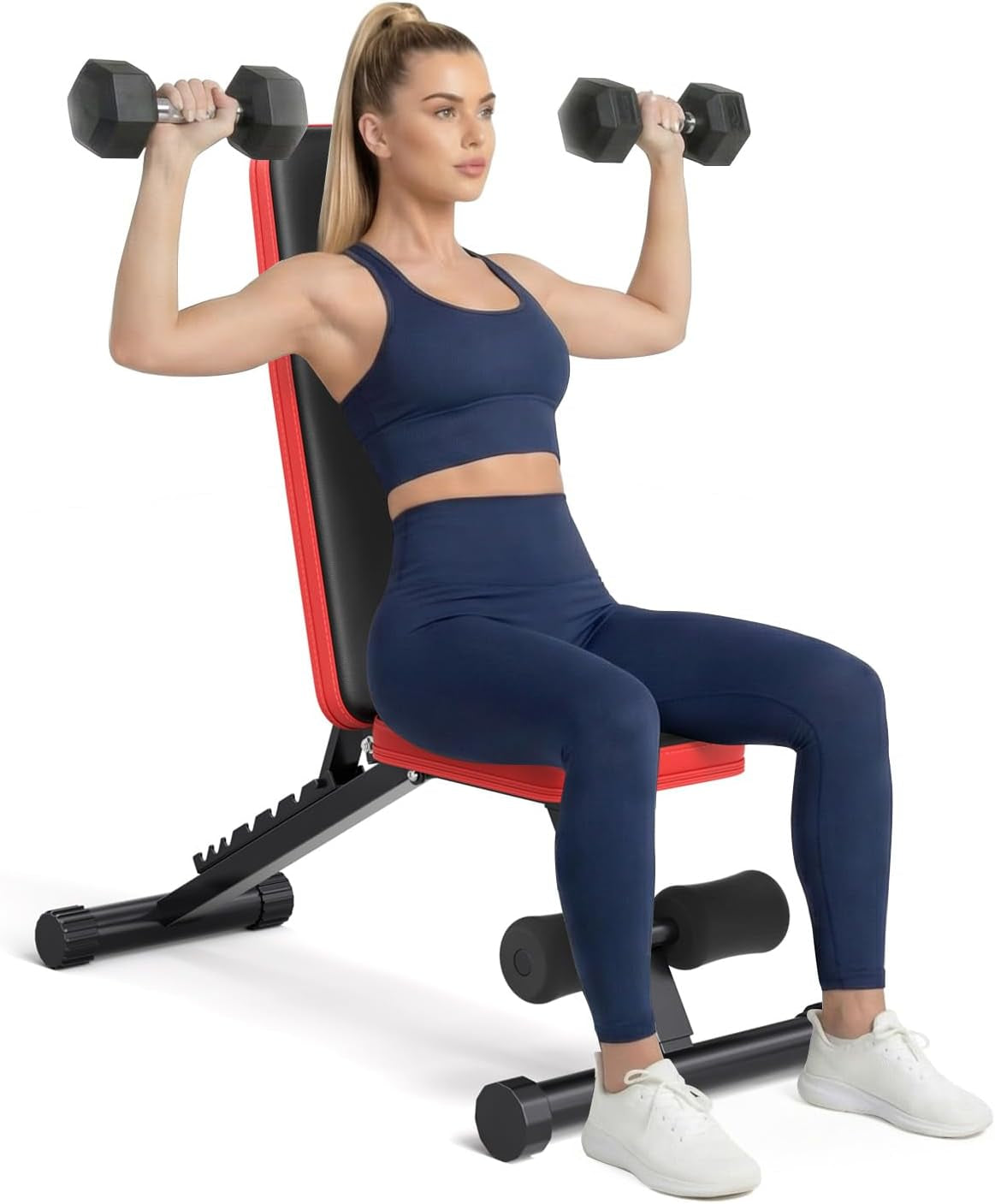 95% Pre-Assemble Adjustable Weight Benches for Home Gym, 9 Backpad Positions Workout Bench, 660Lb Compact Bench Press for Small Space(1Sec Fast Folding)