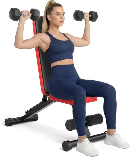 95% Pre-Assemble Adjustable Weight Benches for Home Gym, 9 Backpad Positions Workout Bench, 660Lb Compact Bench Press for Small Space(1Sec Fast Folding)