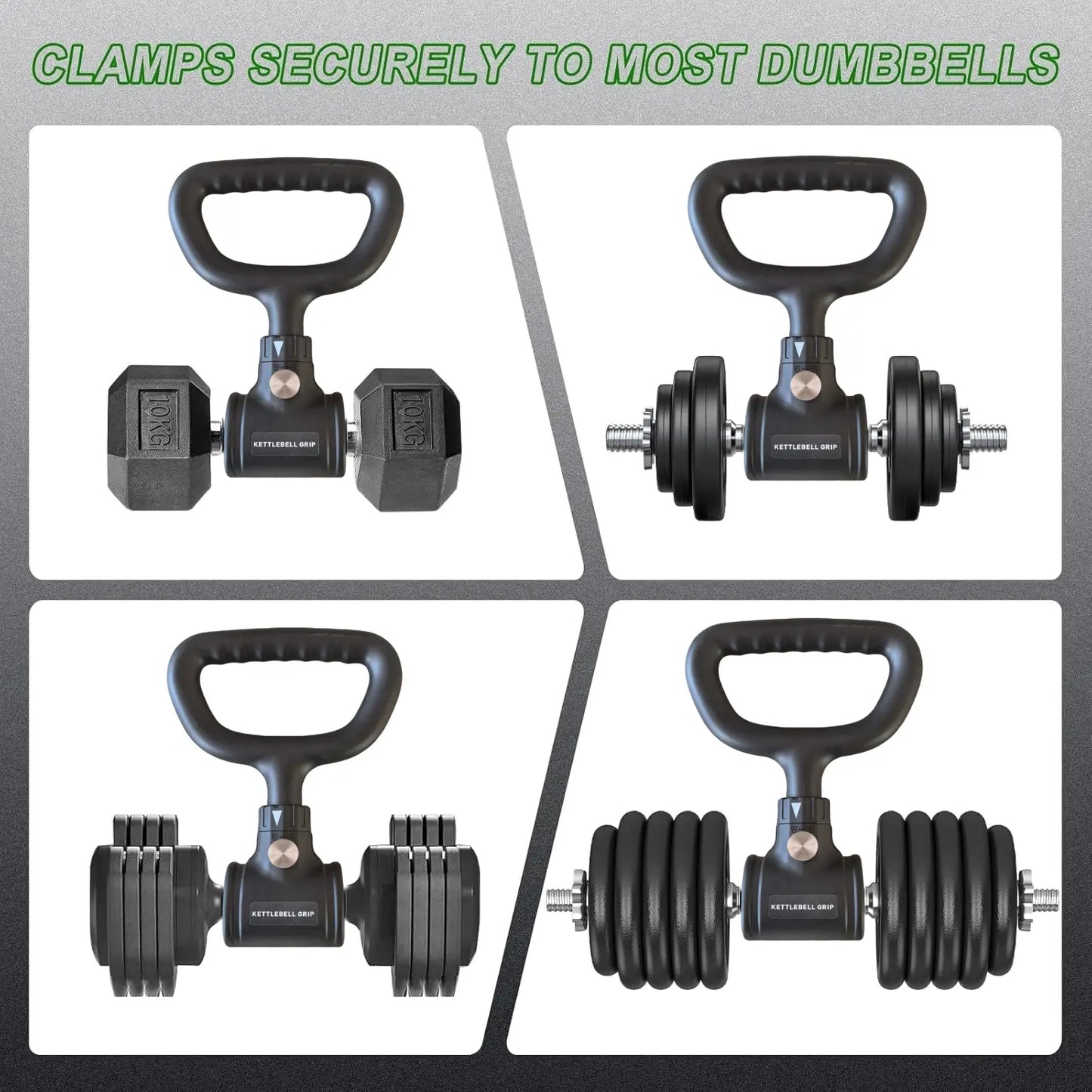 Kettlebells Grip, Dumbbell Grip Handle, Convert Dumbbells into Kettlebell for Home Gym, Kettlebell for Weights Plate, Non-Slip Ergonomic Grip, Quick Installation Fits, Double Locking Protection