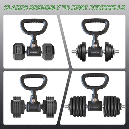 Kettlebells Grip, Dumbbell Grip Handle, Convert Dumbbells into Kettlebell for Home Gym, Kettlebell for Weights Plate, Non-Slip Ergonomic Grip, Quick Installation Fits, Double Locking Protection