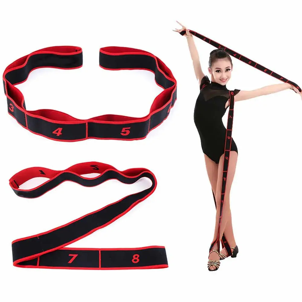 Yoga Pull Strap Belt Girl Elastic Latin Dance Stretching Band Loop Yoga Pilates GYM Fitness Exercise Resistance Band with Number NONE