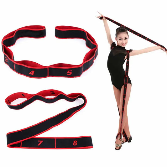 Yoga Pull Strap Belt Girl Elastic Latin Dance Stretching Band Loop Yoga Pilates GYM Fitness Exercise Resistance Band with Number NONE