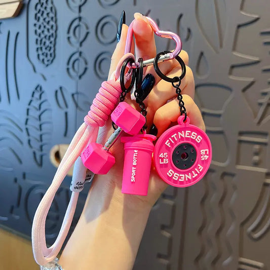 Unisex Cool Cute Matching Gym Keychain Set - Silicone Dumbbell, Kettlebell & Weight Plate Key Rings for Car Keys, Fashion Fitness Accessories for Bags, Keychain Cute