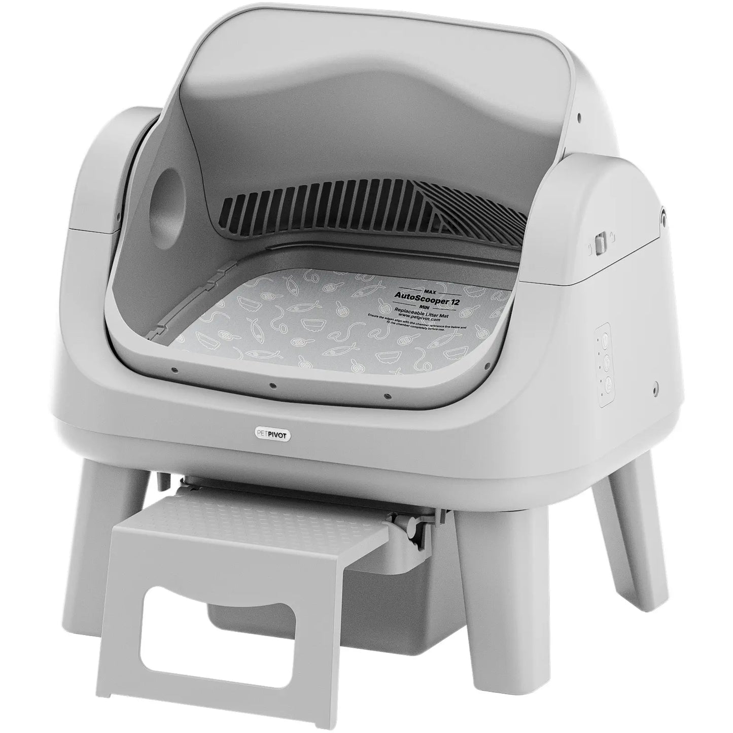 Petpivot Autoscooper 12 Lite Open Top Self Cleaning Cat Litter Box, Automatic Litter Box with 7 Pairs of Safety Sensors, Anti-Pinch Protection, Easy Access Step for Senior Cats