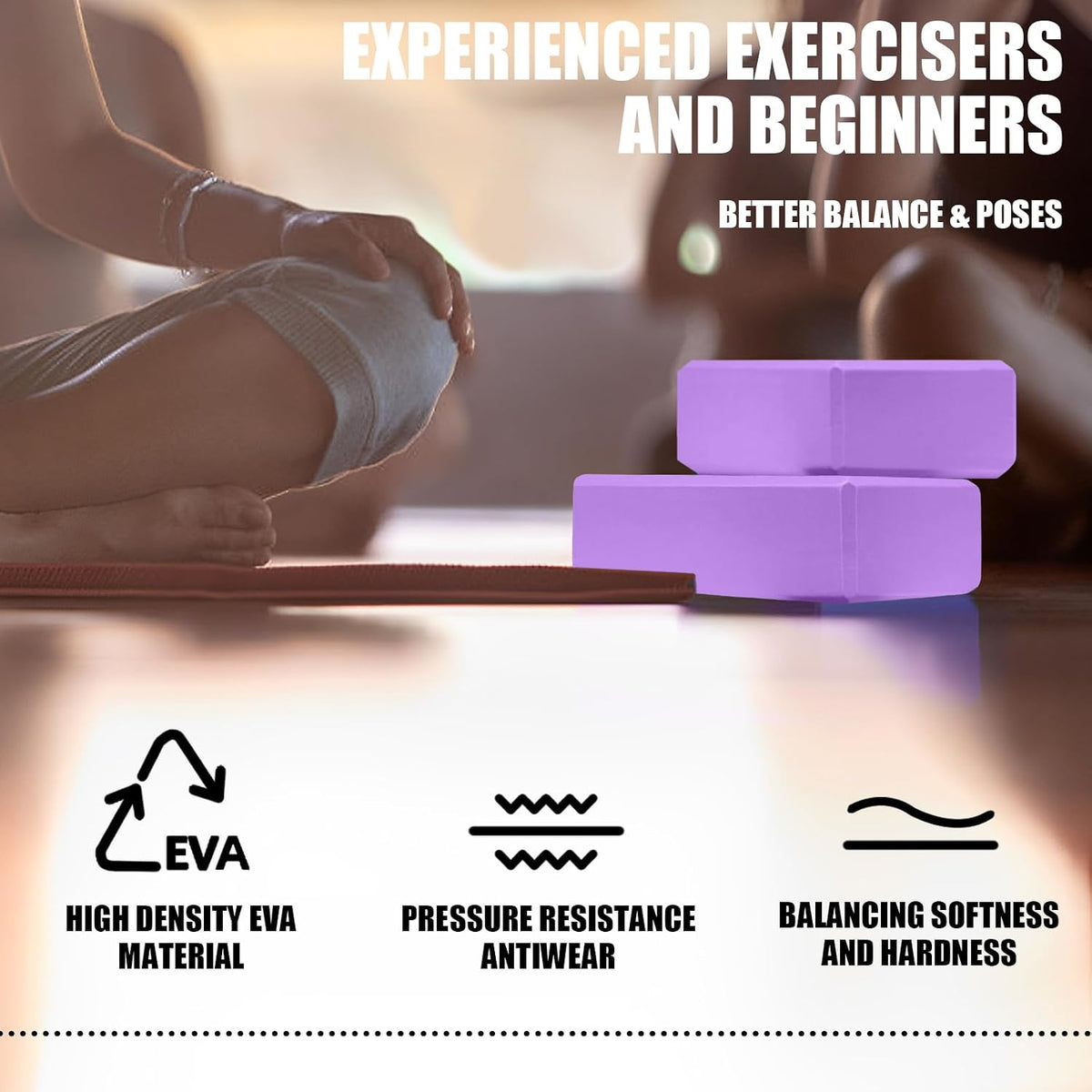 2 Pcs Yoga Blocks, 9X6X3 Inch Foam Blocks for Pilates