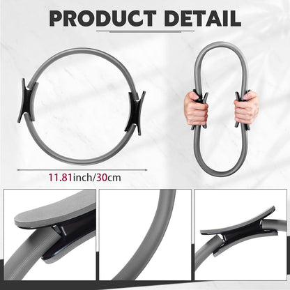 Pilates Ring 11. 81 Inch Pilates Circle Yoga Ring Magic Lightweight Flexible Workout Equipment for Fitness Physical Therapy Resistance Exercise Arms Legs