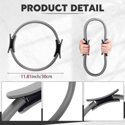 Pilates Ring 11. 81 Inch Pilates Circle Yoga Ring Magic Lightweight Flexible Workout Equipment for Fitness Physical Therapy Resistance Exercise Arms Legs