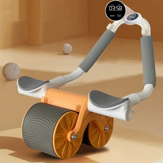 Abs Machine New Workout Automatic Rebound Ab Roller Wheel Exercise Equipment，Orange and Blue, Ab Abdominal Exercise Roller with Elbow Support and Timer, ABS Roller Wheel Core Exercise Equipment, Plank Ab Roller Wheel for Core Trainer Home Workouts