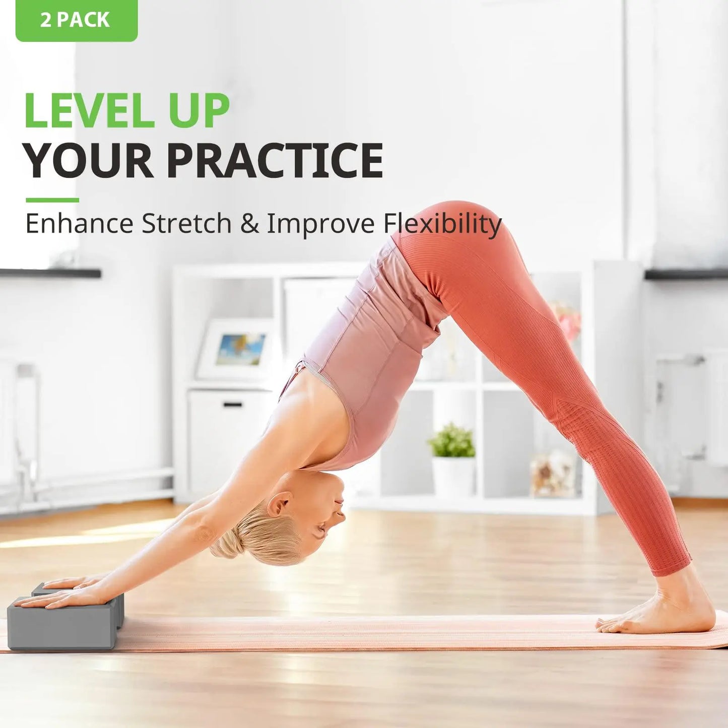 Square Yoga Blocks, 2 Counts High Density Artificial Bricks, Solid Color Yoga Bricks for Women & Men, Yogachallenge, Yoga Equipment