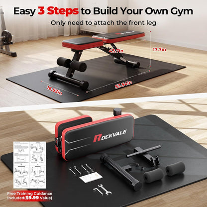 95% Pre-Assemble Adjustable Weight Benches for Home Gym, 9 Backpad Positions Workout Bench, 660Lb Compact Bench Press for Small Space(1Sec Fast Folding)