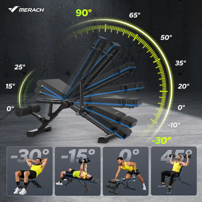 Merach Weight Bench, Foldable Weight Benches for Home Gym with 990 LBS, Adjustable Weight Bench with 72 Training Angles, Incline Bench Press for Full Body Backtoschool